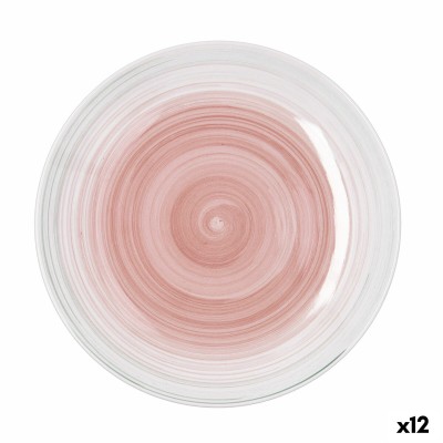 Flat Plate Quid Velvet Pink Ceramic Ø 27 cm (12 Units)