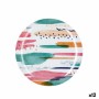 Flat Plate Quid Acuarela White Bioplastic Ø 25 cm (12 Units)