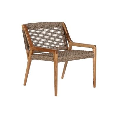 Armchair Home ESPRIT Brown Teak Synthetic fibre 65 X 62 X 72 CM