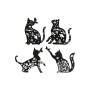 Wall Decoration Home ESPRIT Black Cat 37 x 1,3 x 48 cm (4 Units)