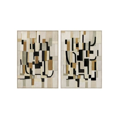 Painting Home ESPRIT White Black Abstract Urban 100 x 4 x 140 cm (2 Units)