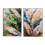 Cadre Home ESPRIT Jaune Bleu Blanc Vert Doré Tropical 80 x 3,5 x 120 cm (2 Unités)
