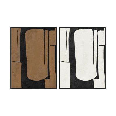 Painting Home ESPRIT Brown Black Abstract Urban 90 x 4 x 120 cm (2 Units)