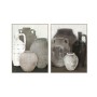 Cadre Home ESPRIT Noir Gris Oriental Vase 90 x 4 x 120 cm (2 Unités)