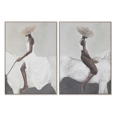Painting Home ESPRIT White Grey Modern Horse 100 x 4 x 140 cm (2 Units)