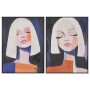 Painting Home ESPRIT Yellow Blue Lady Urban 90 x 4 x 120 cm (2 Units)