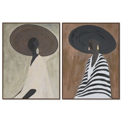 Painting Home ESPRIT White Brown Hat Modern 90 x 4 x 120 cm (2 Units)