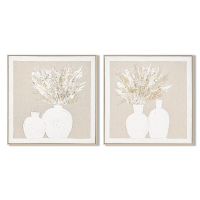 Painting Home ESPRIT White Beige Vase Cottage 62 x 4,5 x 62 cm (2 Units)