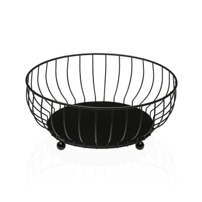 Fruit Bowl Versa Black Metal Steel 27,5 X 11 X 27,5 CM