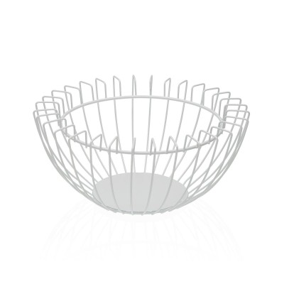 Fruit Bowl Versa White Metal Steel 26 x 12 x 26 cm