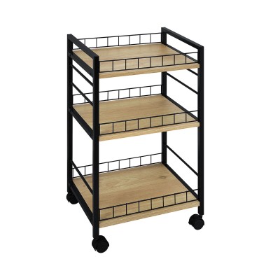Vegetable trolley Versa Black Metal Plastic Melamin 30 x 76 x 40 cm