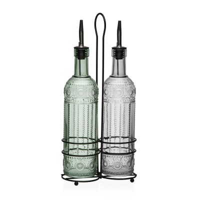 Oil and Vinegar Set Versa Metal Glass 500 ml 7,5 X 33,5 X 15,5 CM