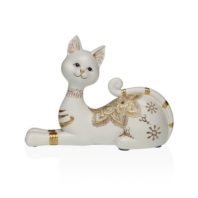 Decorative Figure Versa White Cat 5,5 X 14,5 X 20 CM