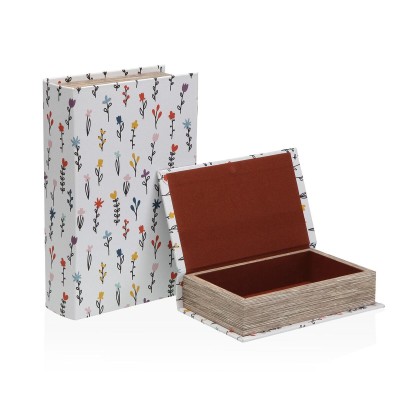 Boîte Décorative Versa Blume Toile Bois MDF Livre