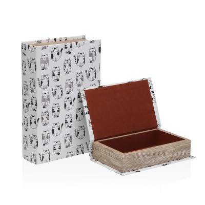 Boîte Décorative Versa Toile Bois MDF Livre Chat
