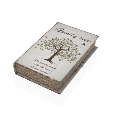 Boîte Décorative Versa Toile Bois MDF Arbre Livre