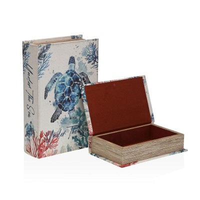 Boîte Décorative Versa Toile Bois MDF Livre Tortue