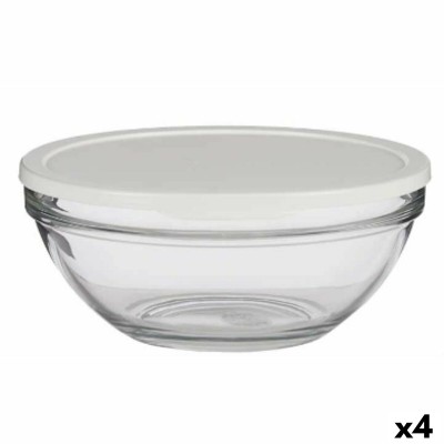 Round Lunch Box with Lid Pasabahce 1113328-53583 Chefs White 2,5 L (4 Units)