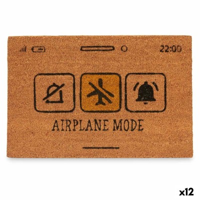 Paillasson Gift Decor FELPUDO AIRPLANE MOD Airplane Mode Jaune Noir Naturel PVC Fibres de coco 60 x 1 x 40 cm (12 Unités)