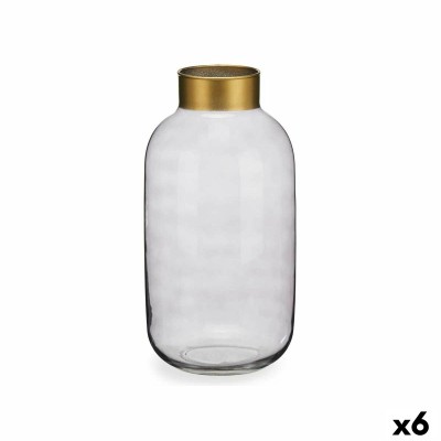 Vase Gift Decor V1530IP-S V1530IP-S Grey Golden Glass 14,5 x 29,5 x 14,5 cm (6 Units)