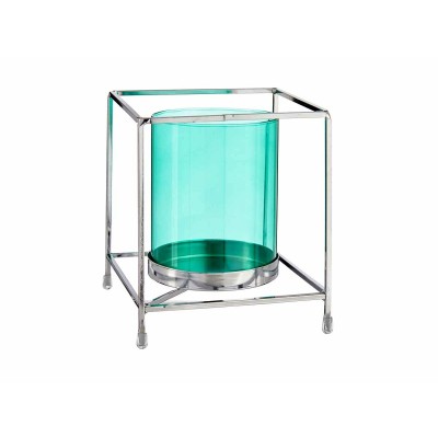 Bougeoir Gift Decor SW120662B SW120662B Bleu Argenté Argent Métal verre 14 x 15,5 x 14 cm Carré