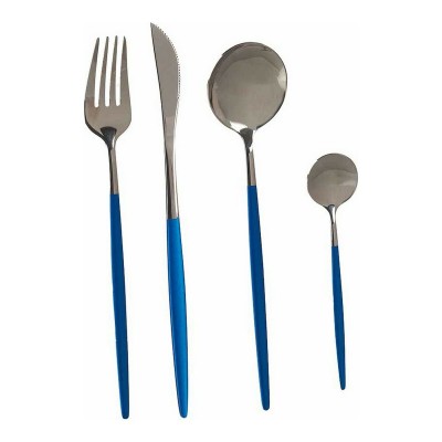 Ensemble de Couverts Kinvara BST-CT022 BST-CT022 Bleu Argenté Acier inoxydable 16 x 5 x 24,5 cm