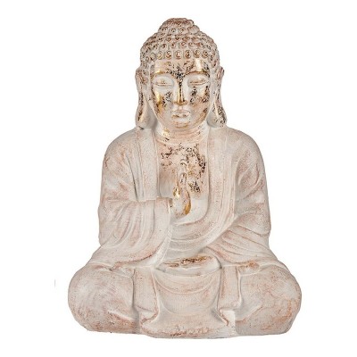 Figure décorative de jardin Ibergarden CC20412 CC20412 Blanc Doré Polyrésine 23,5 x 49 x 36 cm Buda