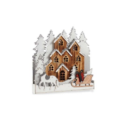 Figurine Décorative Krist+ YF19-110 YF19-110 Blanc Marron ville 44 x 44,5 x 6 cm Noël
