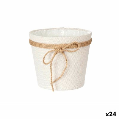Cache-pot Ibergarden WY18-69 WY18-69 Blanc Marron Tissu Corde Plastique 18 x 16 cm 19,5 x 17,5 x 19,5 cm (24 Unités)