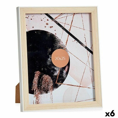 Photo frame Gift Decor WPC1920MG-4-WH WPC1920MG-4-WH White Brown Glass polypropylene (6 Units)