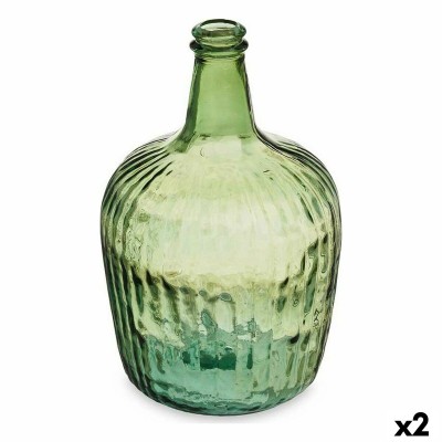 Decorative bottle Gift Decor 2255/08R-G 2255/08R-G Green Stripes 8 L 19,5 x 35,5 x 19,5 cm Decoration (2 Units)