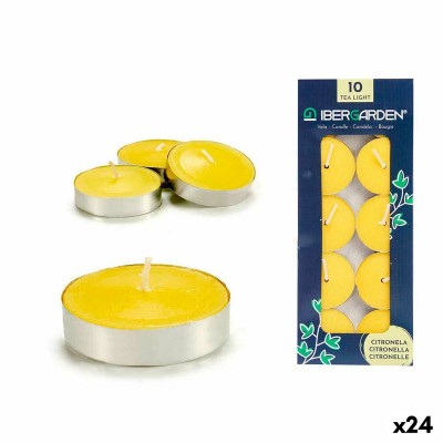 Candle Set Ibergarden HL-1010CIT HL-1010CIT Yellow Metal Wax Citronela 7,5 x 19 x 1,5 cm (24 Units)