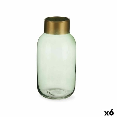 Vase Gift Decor V1224IP-G V1224IP-G Green Golden Glass 11,5 x 24 x 11,5 cm (6 Units)