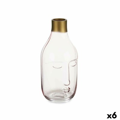 Vase Gift Decor VGY1125S-C VGY1125S-C Pink Glass Face 11 x 24,5 x 12 cm (6 Units)