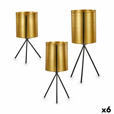 Set of Planters Gift Decor JY18626 JY18626 Black Golden Metal 11,5 x 28,5 x 11,5 cm (6 Units)