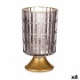 LED Lantern Gift Decor L1118BMMS-S L1118BMMS-S Grey Golden Glass 10,7 x 18 x 10,7 cm (6 Units)