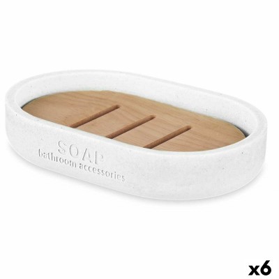 Soap dish Berilo B5456BC-4 - 455 B5456BC-4 - 455 White Resin Bamboo 12,5 x 2,5 x 8,5 cm (6 Units)