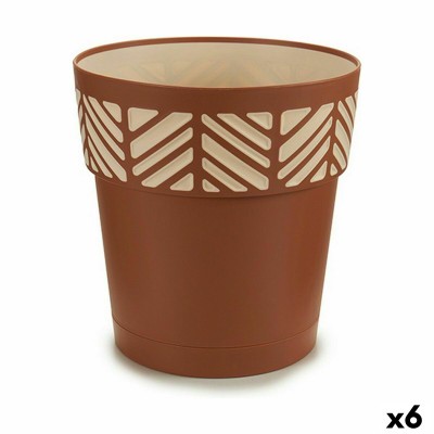 Self-watering flowerpot Stefanplast 94551 Orfeo Terracotta Plastic 25 x 25 x 25 cm (6 Units)