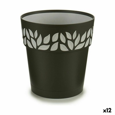Self-watering flowerpot Stefanplast 94053 Cloe Anthracite Plastic 19 x 19 x 19 cm (12 Units)