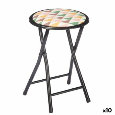 Folding Stool Gift Decor 70950 Geometric Black PVC Metal 30 x 30 x 45 cm 30 x 69 x 7 cm (10 Units)