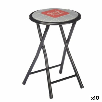 Folding Stool Gift Decor 70951 Hand Made Brown Black Grey Tile PVC Metal 30 x 30 x 45 cm 30 x 69 x 7 cm (10 Units)