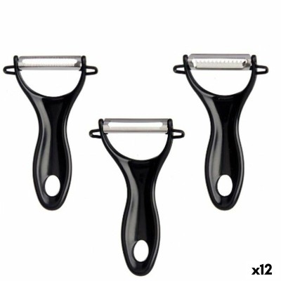 Éplucheur de Fruits et de Légumes Kinvara 86886 86886 Noir Acier inoxydable polypropylène 9 x 20 x 3,5 cm 10,2 x 20 x 3,5 cm Lot