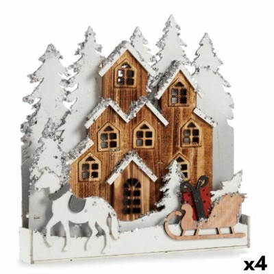 Figurine Décorative Krist+ YF19-110 YF19-110 Blanc Marron ville 44 x 44,5 x 6 cm Lumière (4 Unités)