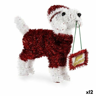 Figurine Décorative Krist+ 18CH428 18CH428 Blanc Rouge Vert Doré Chien 9 x 23 x 29,5 cm guirlande (12 Unités)