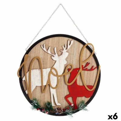 Décoration Suspendue Krist+ HLS21024-1 HLS21024-1 Blanc Noir Rouge Naturel Métal Bois MDF renne de noël 29 x 1 x 29 cm Panneau (