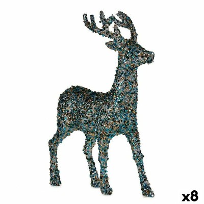 renne de noël Krist+ R201-068Z-6 R201-068Z-6 Bleu Doré renne de noël 15 x 45 x 30 cm Paillettes (8 Unités)