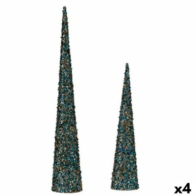 Décorations de Noël Krist+ 193YYX38-MNCA-6 193YYX38-MNCA-6 Bleu Doré Cônes 9,5 x 60 x 9,5 cm Paillettes (4 Unités)