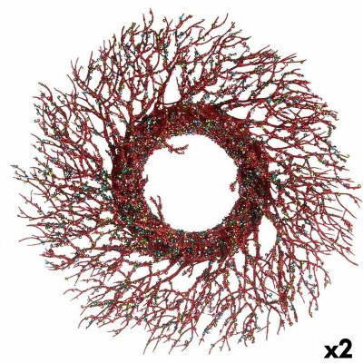 Couronne de Noël Krist+ 3300/16-DB9-7 3300/16-DB9-7 Bleu Rouge Plastique Branche 50 x 10 x 50 cm (2 Unités)