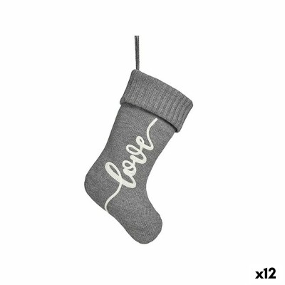 Décorations de Noël Krist+ FG09-PX21418B Love Blanc Gris Tissu Chaussette de Noël 28 x 4 x 46 cm (12 Unités)
