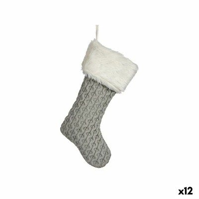 Décorations de Noël Krist+ FG09-20493B FG09-20493B Blanc Gris Tissu Chaussette de Noël 28 x 4 x 46 cm (12 Unités)